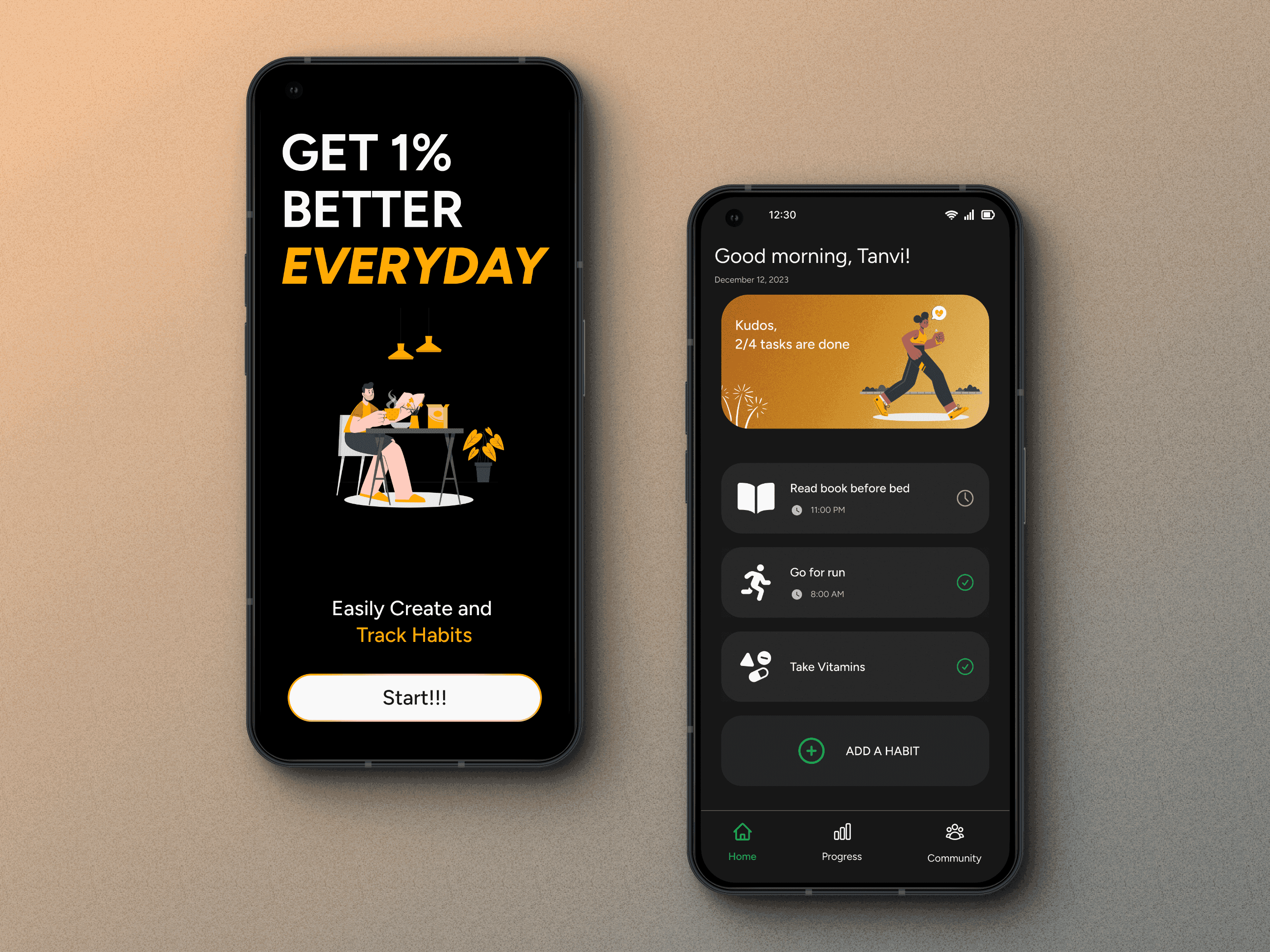 Visual design drill — app screens